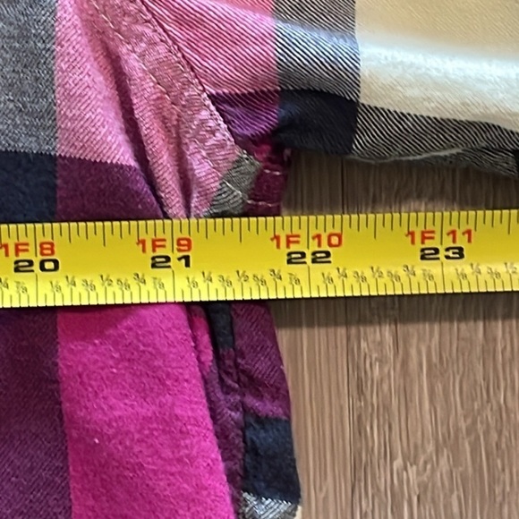 American Eagle Women’s Button Front Extra Large Purple Plaid Vintage Boyfriend - Picture 12 of 14